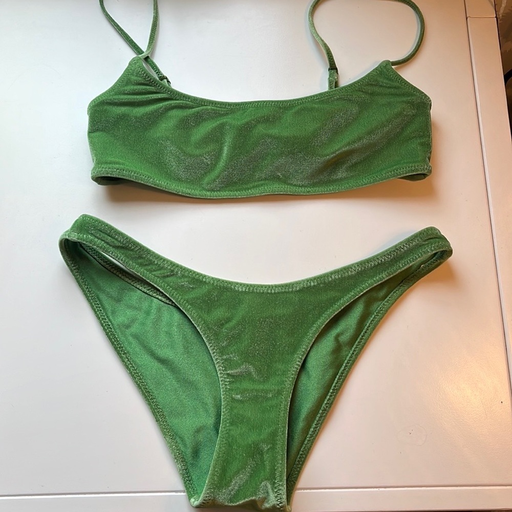 triangl green velvet bikini